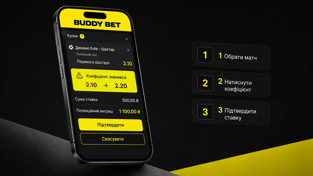 Оформлення купона в Buddy Bet Live на екрані смартфона